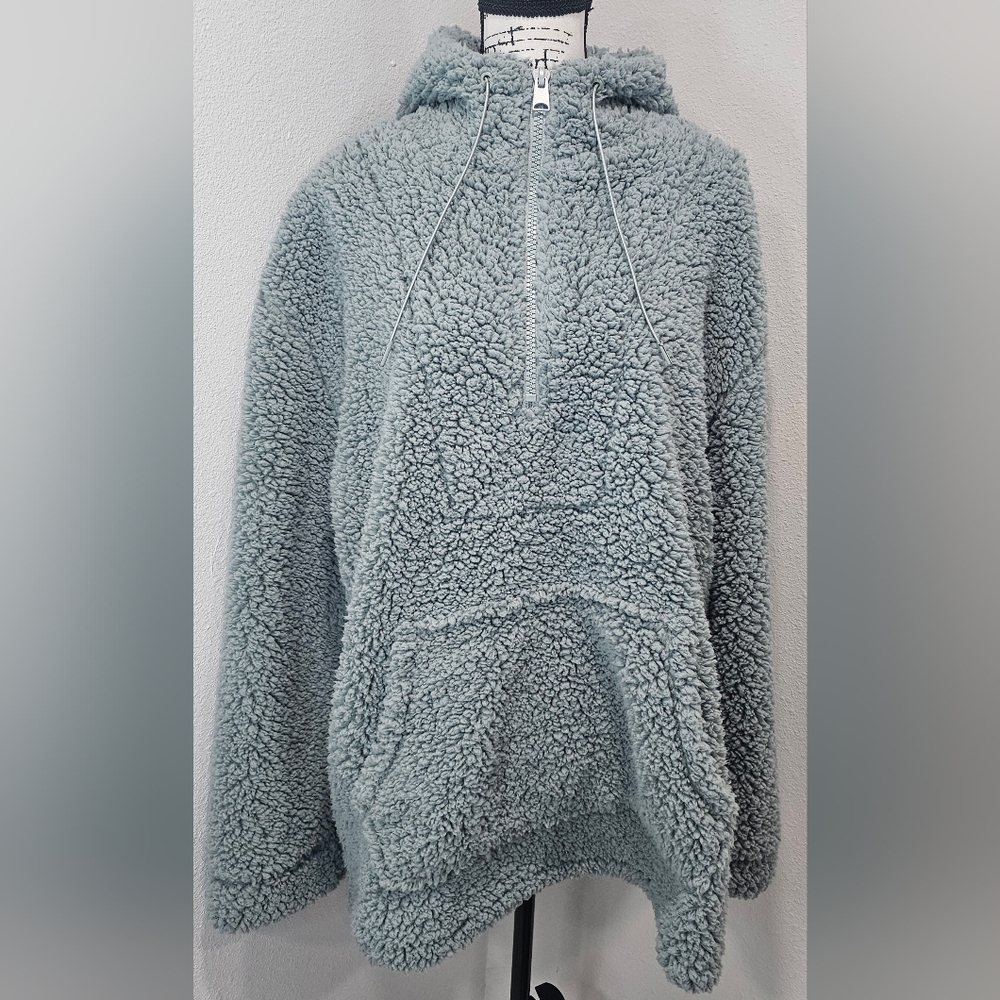 Cabin Fever By Ramatex Women's XL Sage Green Sherpa Pullover Hoodie Outdoor Cozy - Picture 5 of 14